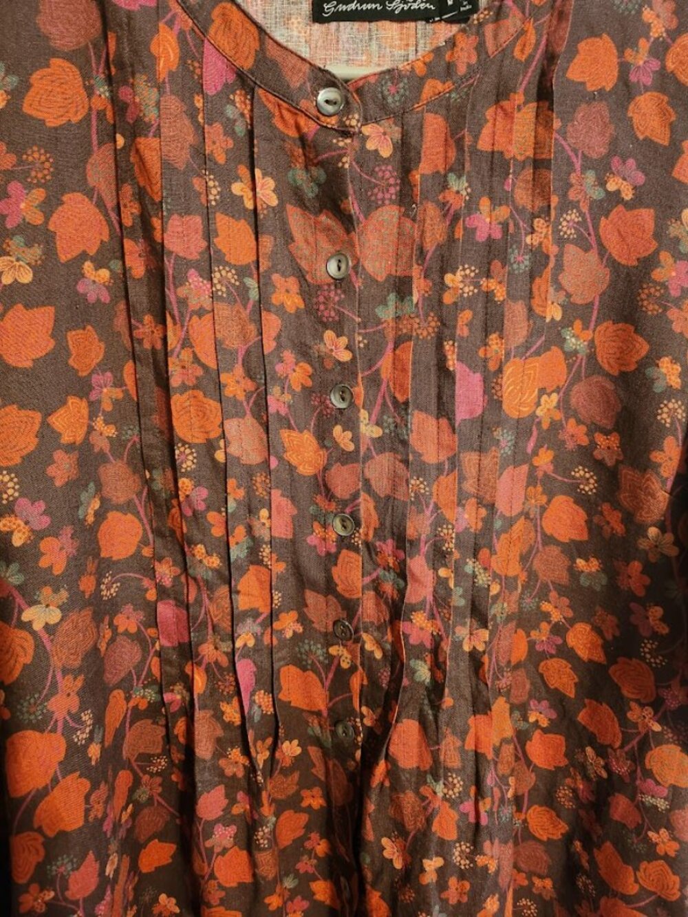 Gudrun Sjogren Linnea Dress 100% hemp Size M Red and Orange Floral Pattern - Picture 2 of 13